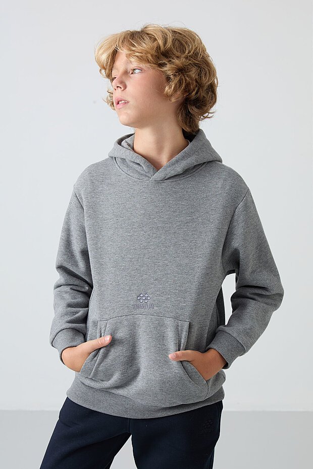 Standart Fit 2'li Paket Siyah-Gri Melanj Erkek Çocuk Sweatshirt - 11215 - 3