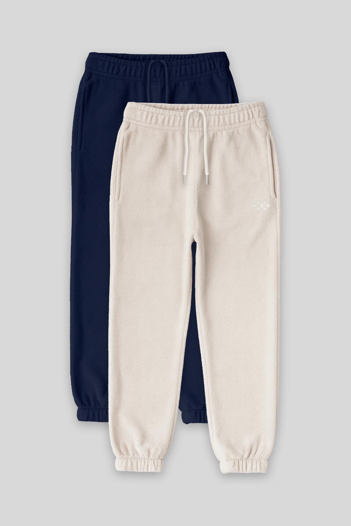 Standart Fit 2'li Paket İndigo-Bej Kız Çocuk Eşofman Alt - 75155 - TOMMYLIFE