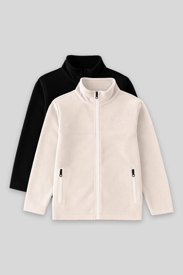 Standart Fit 2'li Paket Siyah-Bej Erkek Çocuk Polar Sweatshirt - 11223 - 1