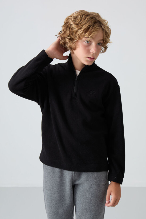Standart Fit 2'li Paket Siyah-Gri Melanj Erkek Çocuk Polar Sweatshirt - 11221 - 5
