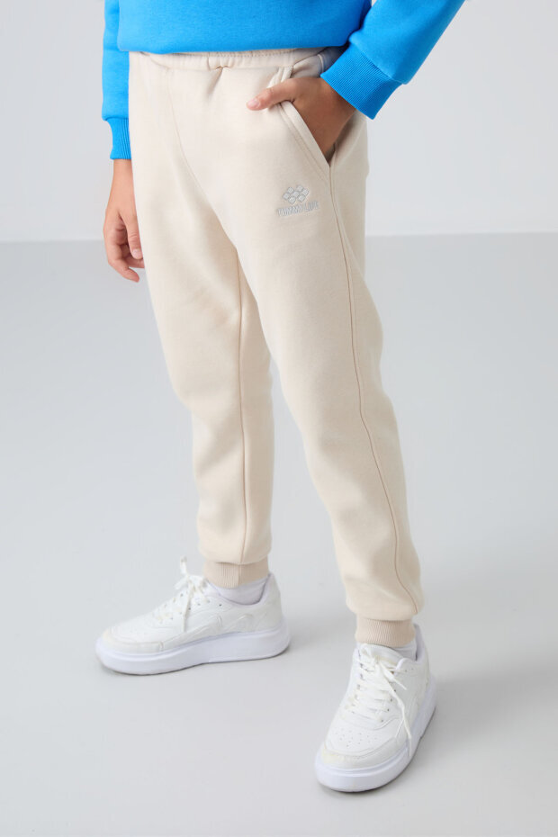 Standart Fit Basic 2'li Paket Lacivert-Bej Erkek Çocuk Eşofman Alt - 11224 - 4