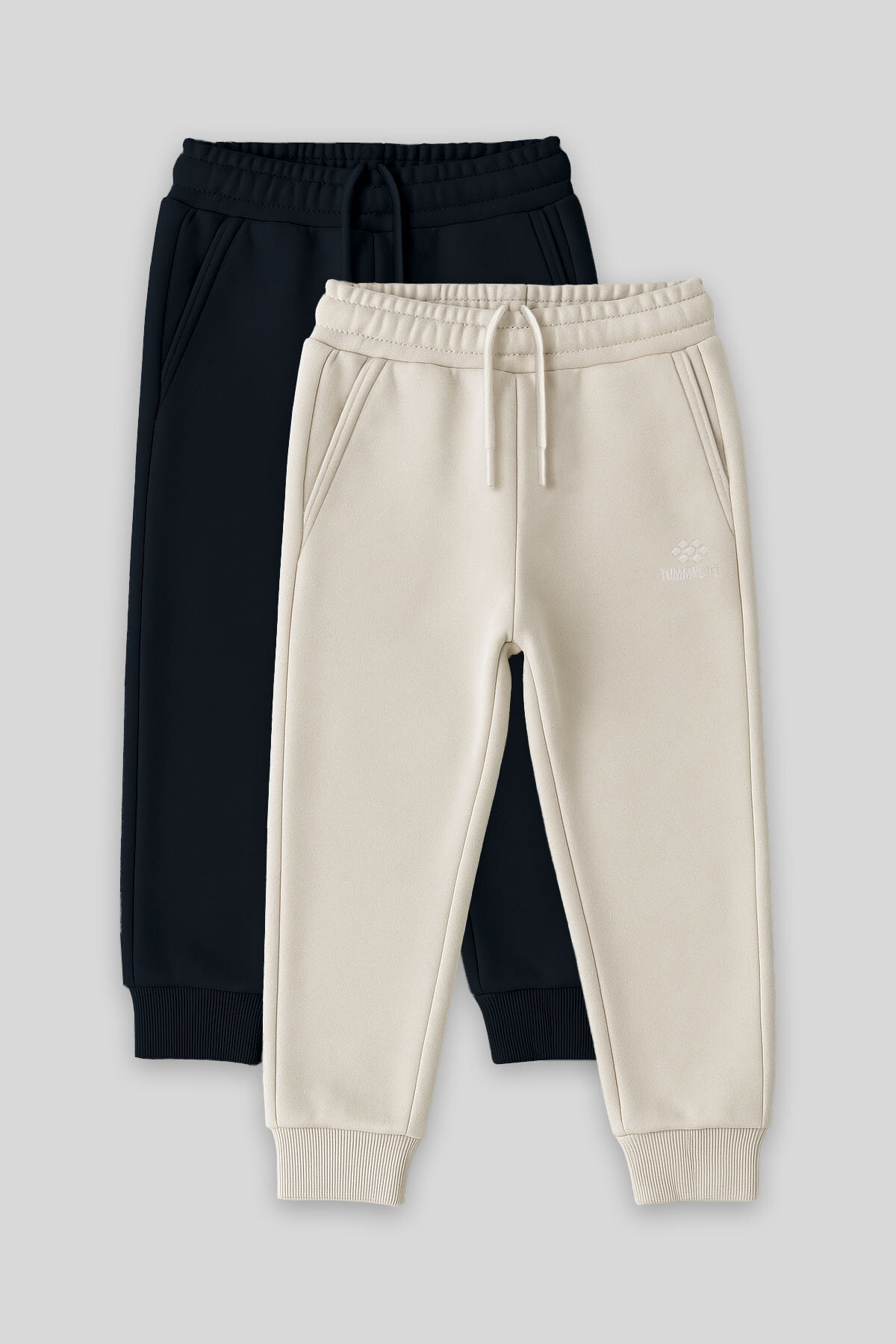 Standart Fit Basic 2'li Paket Lacivert-Bej Erkek Çocuk Eşofman Alt - 11224 - TOMMYLIFE
