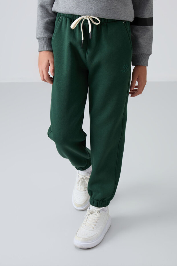 Standart Fit Basic 2'li Paket Siyah-Çam Yeşili Erkek Çocuk Eşofman Alt - 11225 - 4