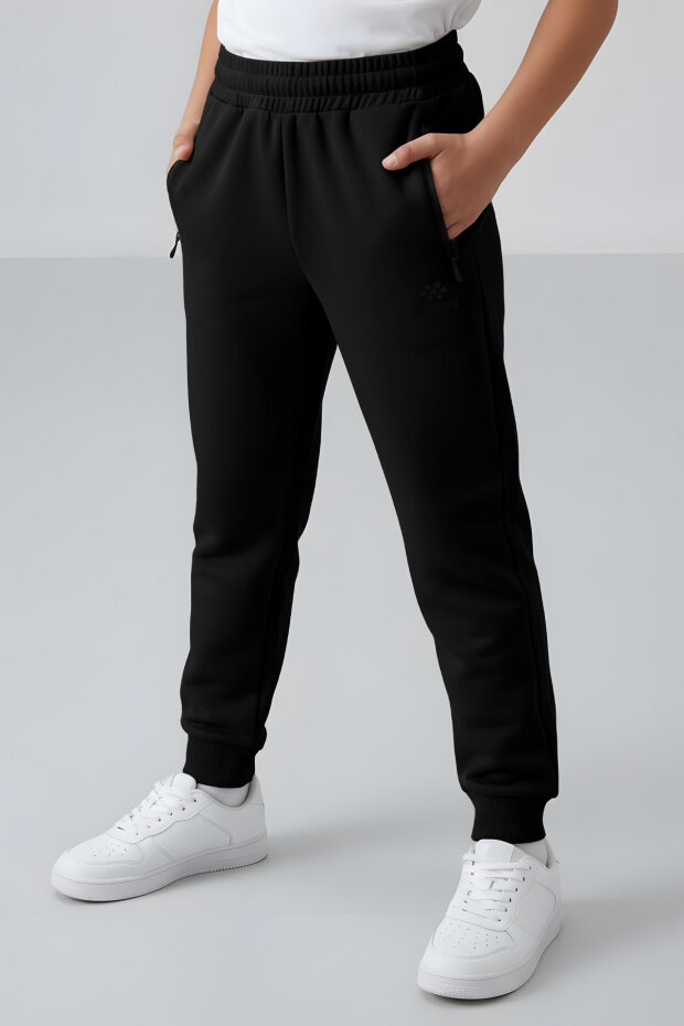 Standart Fit Basic 2'li Paket Siyah-Koyu Bej Erkek Çocuk Eşofman Alt - 64042 - 4