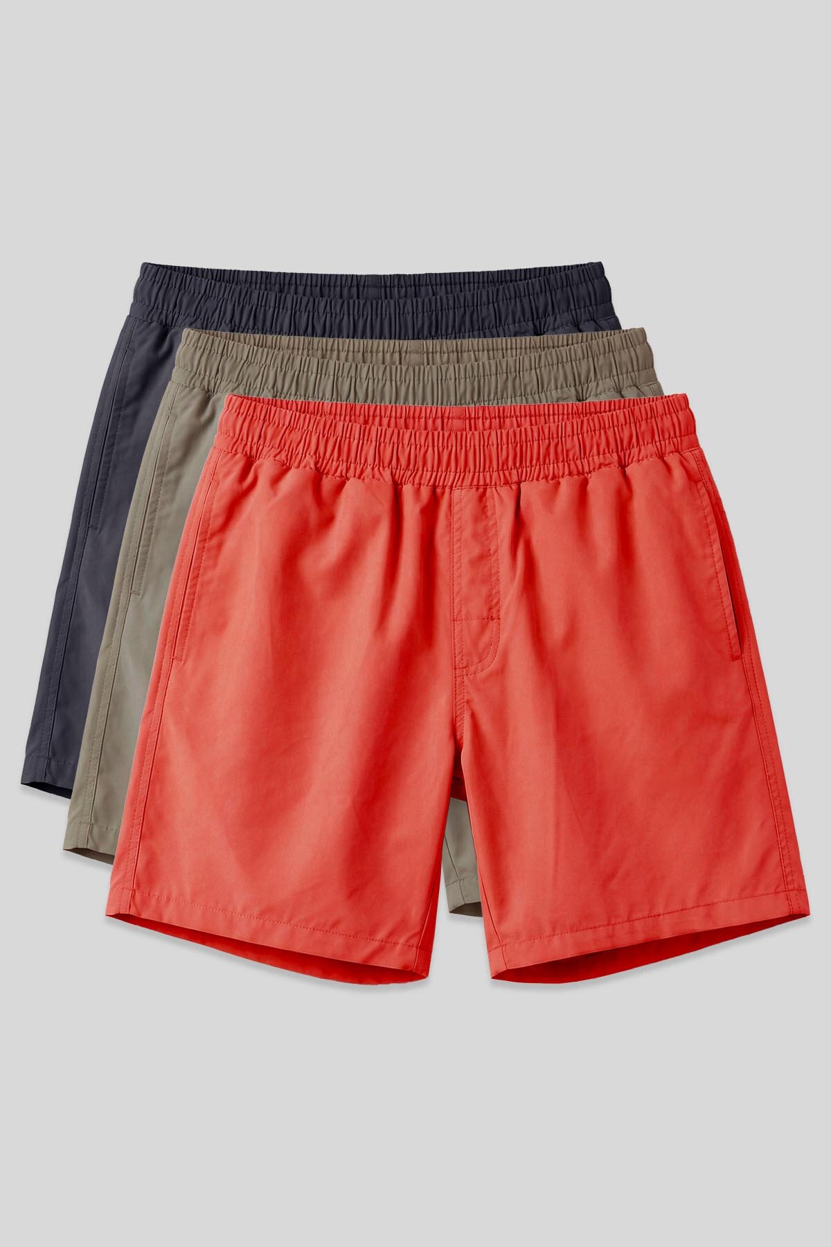 Standart Fit Basic 3'lü Paket Camel-Antrasit -Oranj Erkek Deniz Şortu - 81237 - TOMMYLIFE