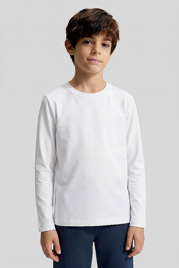 Standart Fit Basic O Yaka 2'li Paket Beyaz Unisex Çocuk T-Shirt - 3