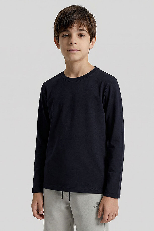 Standart Fit Basic O Yaka 3'lü Paket Siyah-Beyaz-Lacivert Unisex Çocuk T-Shirt - 11329 - 2