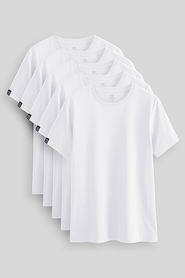 Standart Fit Basic O Yaka 5'li Paket Beyaz Erkek T-Shirt 87911 