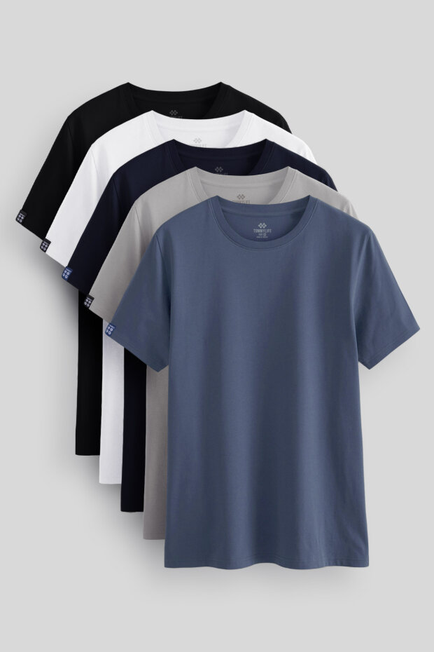Standart Fit Basic O Yaka 5'li Paket Erkek T-Shirt - 87911 - 1