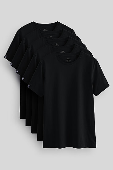 Standart Fit Basic O Yaka 5'li Paket Siyah Erkek T-Shirt 87911 