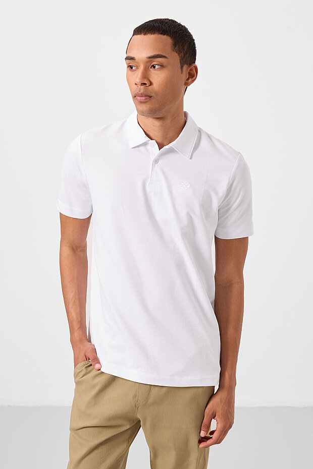 Standart Fit Basic Polo Yaka 2'li Paket Siyah-Beyaz Erkek T-Shirt - 87748 - 3