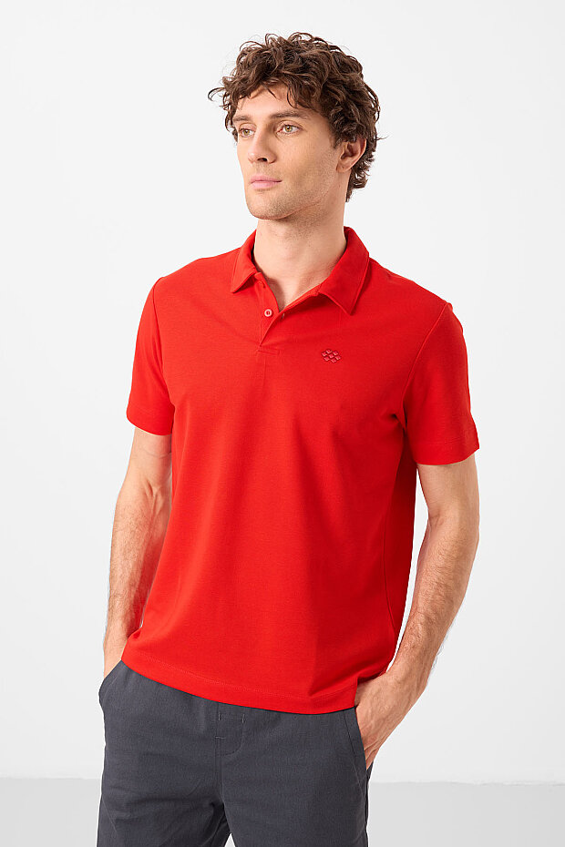 Standart Fit Basic Polo Yaka 3'lü Paket Beyaz-Lacivert-Kırmızı Erkek T-Shirt - 87748 - 4