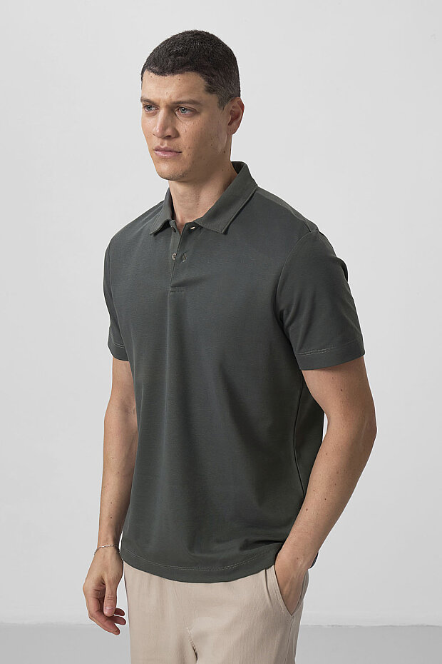 Standart Fit Basic Polo Yaka 3'lü Paket Siyah-Beyaz-Çağla Erkek T-Shirt 87768 - 2
