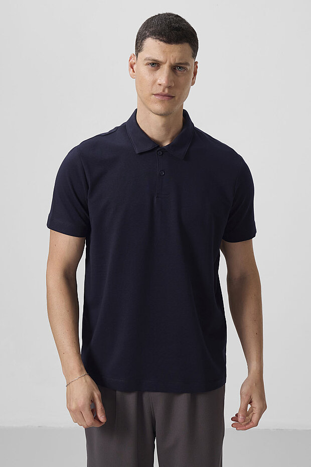 Standart Fit Basic Polo Yaka 3'lü Paket Siyah-Beyaz-Lacivert Erkek T-Shirt 87768 - 2