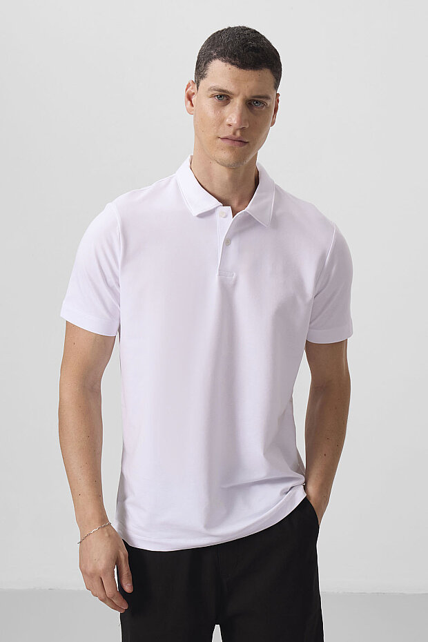 Standart Fit Basic Polo Yaka 3'lü Paket Siyah-Beyaz-Lacivert Erkek T-Shirt 87768 - 3