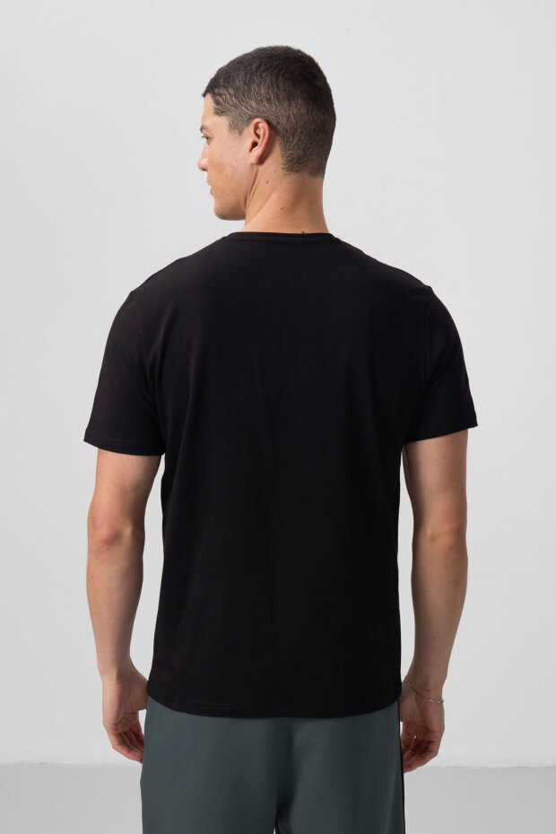 Standart Fit Basic V Yaka 2'li Paket Siyah-Beyaz Erkek T-Shirt - 87912 - 6