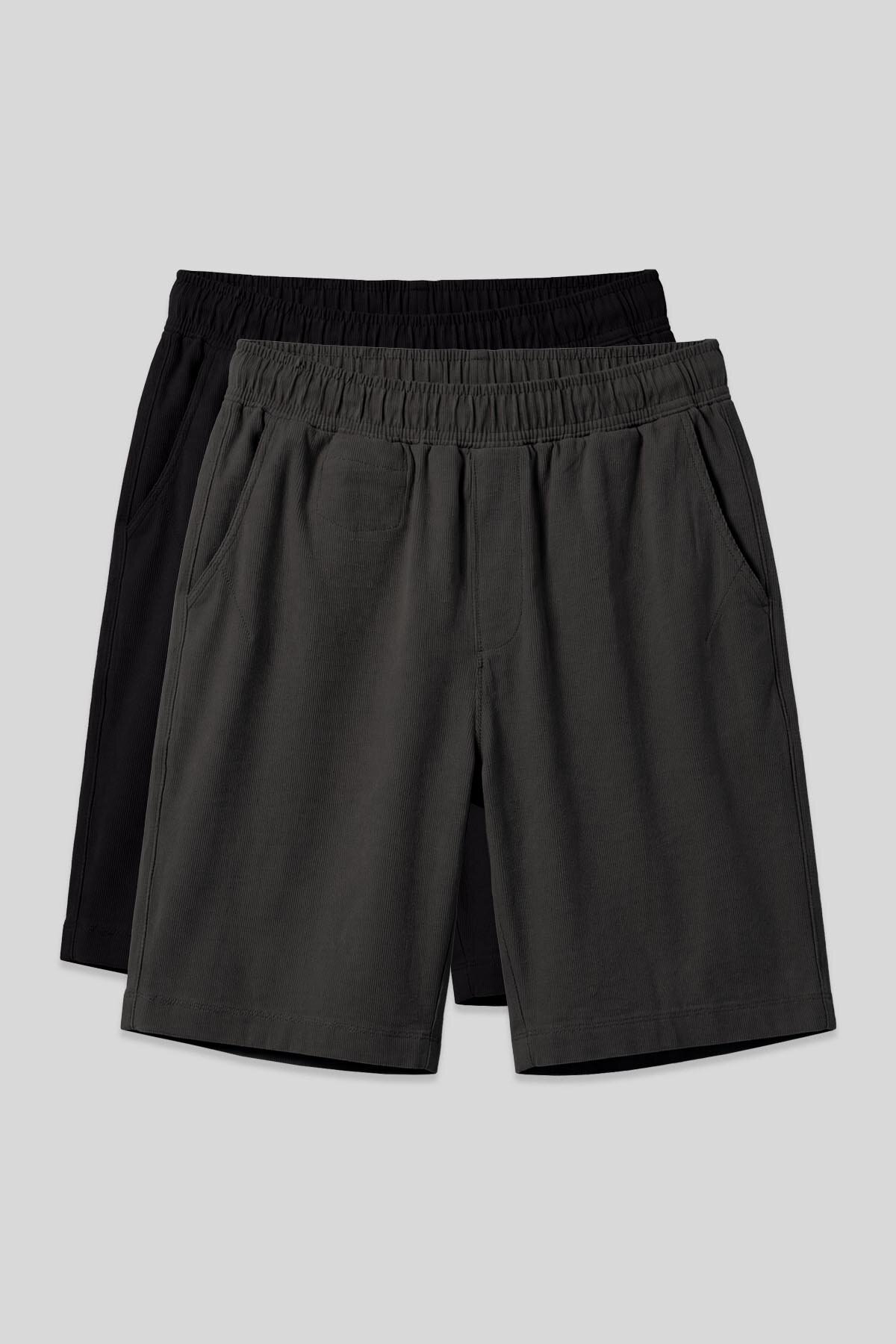 Standart Fit Chino 2'li Paket Siyah-Antrasit Erkek Şort - 81290 - TOMMYLIFE