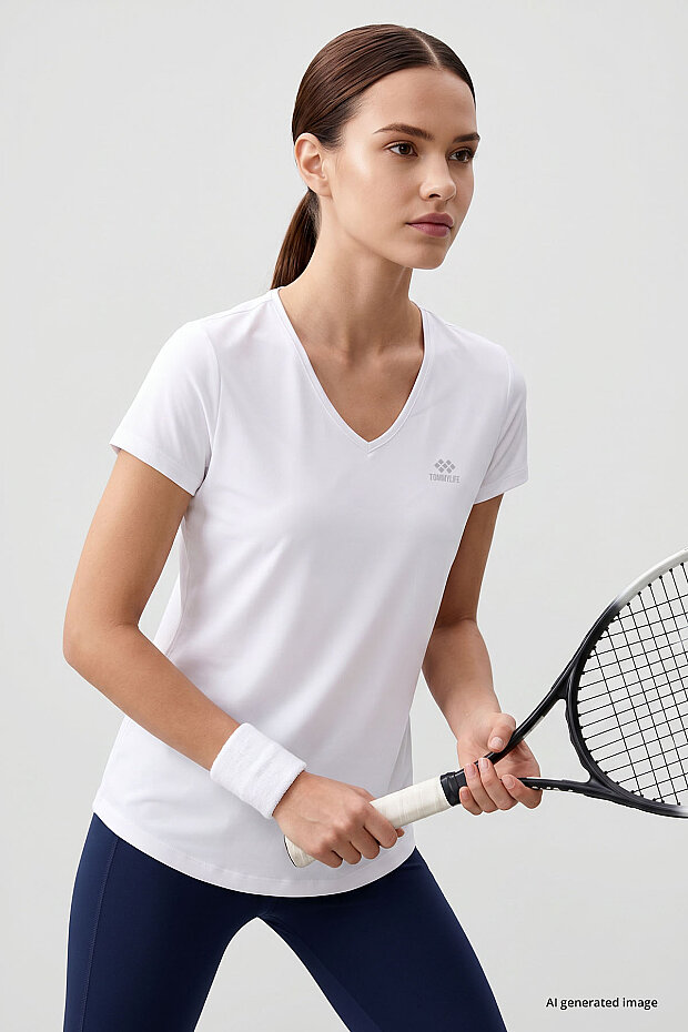 Standart Kalıp Basic V Yaka 2'li Paket Siyah-Beyaz Kadın T-Shirt - 97145 - 3