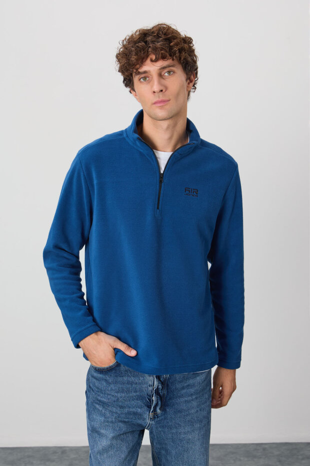 Standart Kalıp Dik Yaka 2'li Paket Koyu Gri-Parlament Erkek Polar Sweatshirt - 88310 - 4