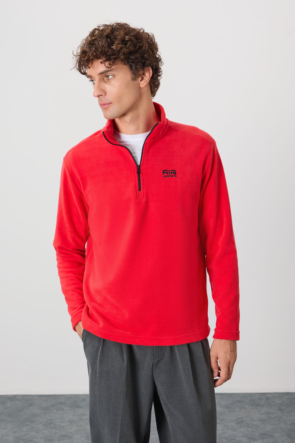 Standart Kalıp Dik Yaka 2'li Paket Lacivert-Fiesta Erkek Polar Sweatshirt - 88310 - Air Jones (1)