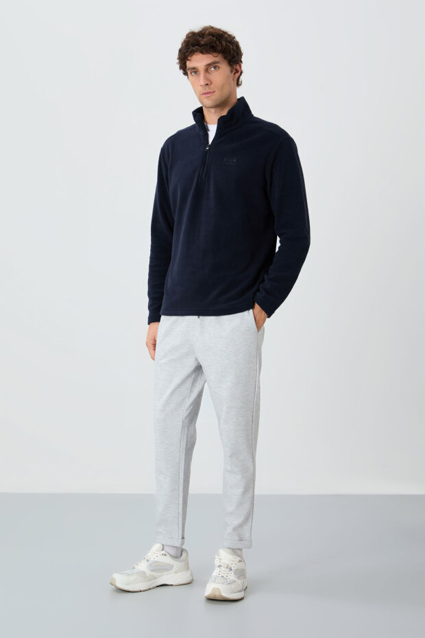 Standart Kalıp Dik Yaka 2'li Paket Lacivert-Fiesta Erkek Polar Sweatshirt - 88310 - 3