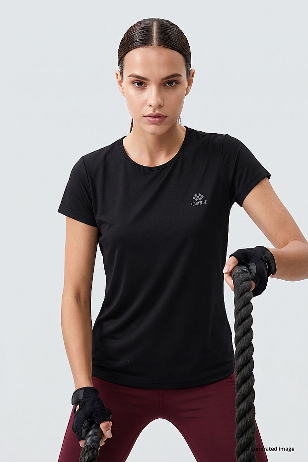 Standart Kalıp O Yaka 2'li Paket Siyah-Beyaz Kadın T-Shirt - 97144 - 3