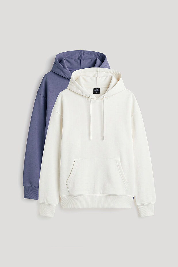 Standart Kapüşonlu 2'li Paket Ekru-Eflatun Kadın Sweatshirt - 97321 - 1