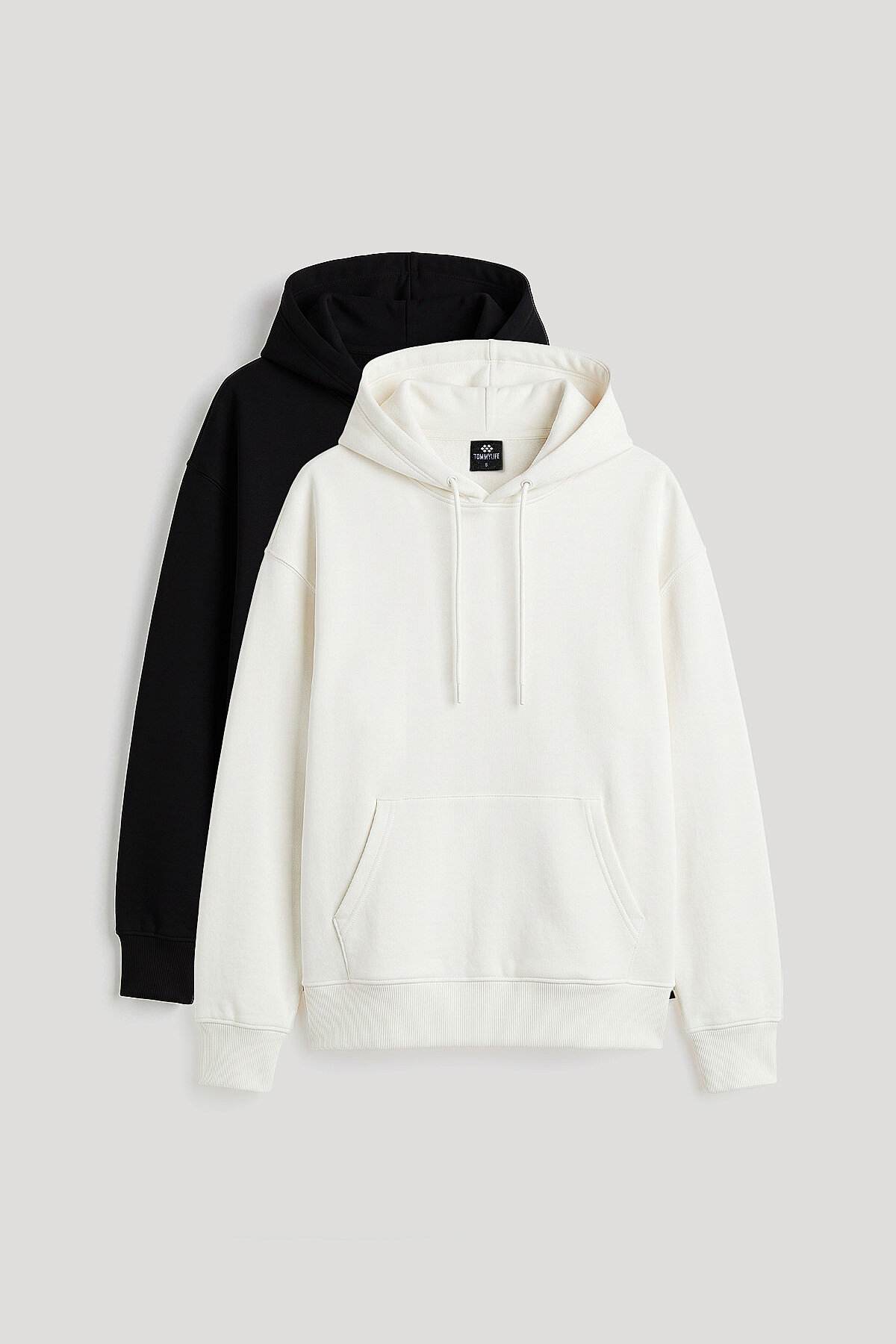 Standart Kapüşonlu 2'li Paket Siyah-Ekru Kadın Sweatshirt - 97321 - TOMMYLIFE