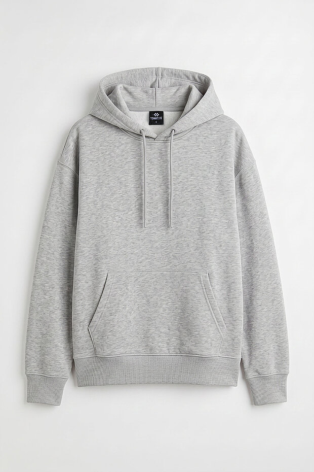 Standart Kapüşonlu 2'li Paket Siyah-Gri Melanj Kadın Sweatshirt - 97321 - 6