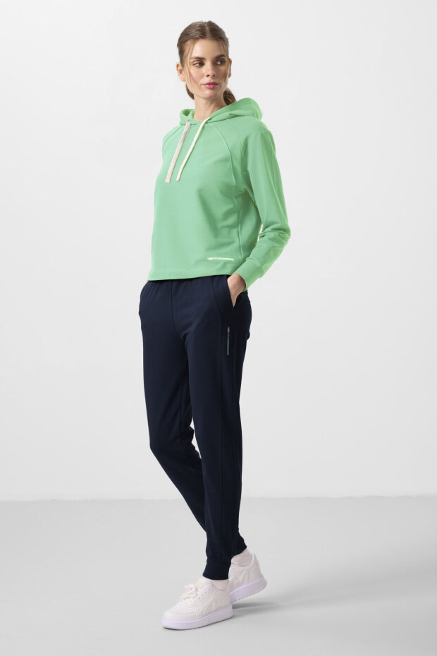 Su Yeşili-Lacivert Kapüşonlu Oversize Kadın Eşofman Takım - 95336 - 1