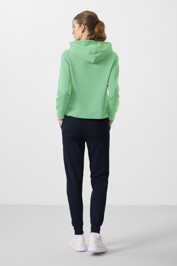 Su Yeşili-Lacivert Kapüşonlu Oversize Kadın Eşofman Takım - 95336 - 6