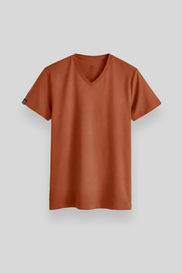 Tarçın Basic Kısa Kol Standart Kalıp V Yaka Erkek T-Shirt - 87912 - 1