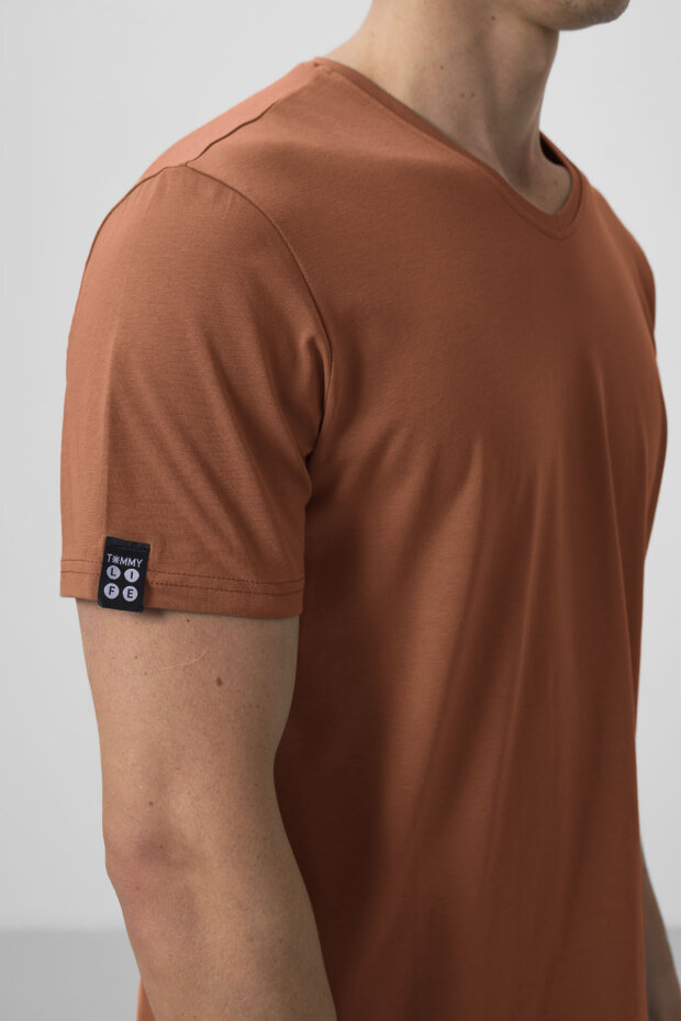 Tarçın Basic Kısa Kol Standart Kalıp V Yaka Erkek T-Shirt - 87912 - 3