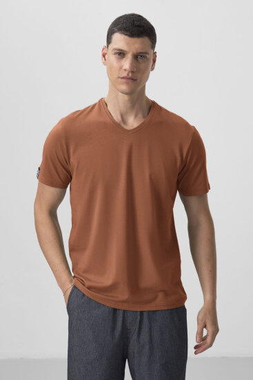 Tarçın Basic Kısa Kol Standart Kalıp V Yaka Erkek T-Shirt - 87912 