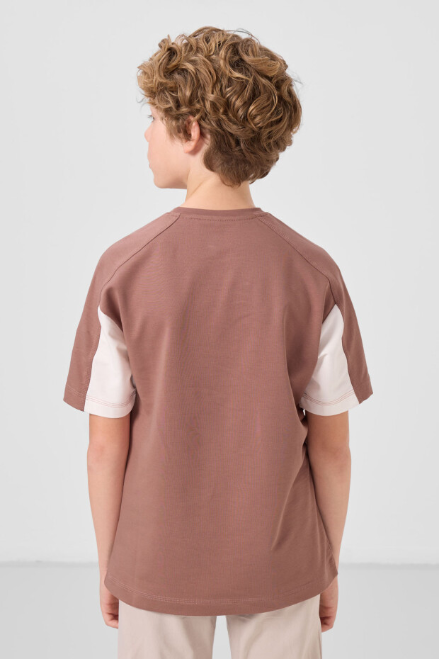 Tarçın Pamuklu Yumuşak Dokulu Oversize Fit Nakışlı Erkek Çocuk T-Shirt - 11290 - 5