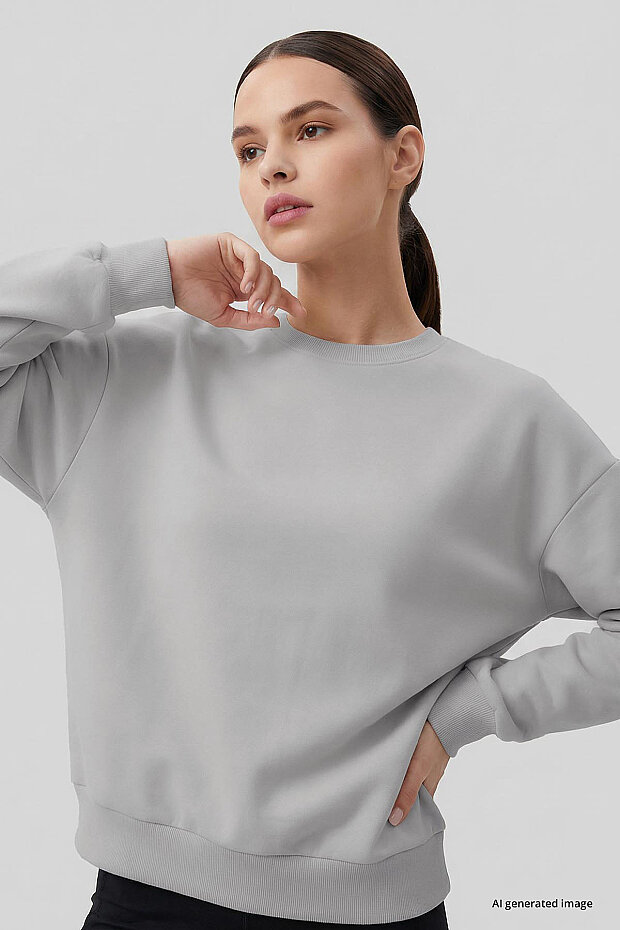 Taş Basic O Yaka Oversize Kadın Sweatshirt - 97053 - 3