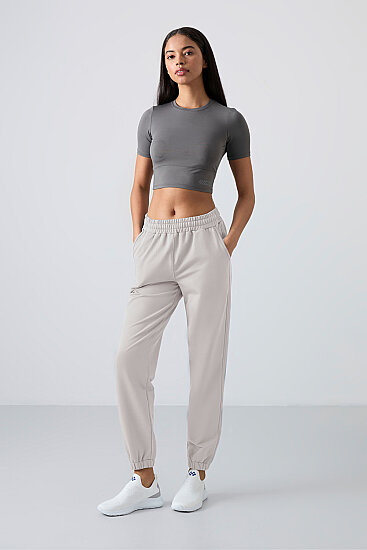 Taş Cepli Yüksek Bel Rahat Form Lastik Paça Kadın Eşofman Alt - 94583 