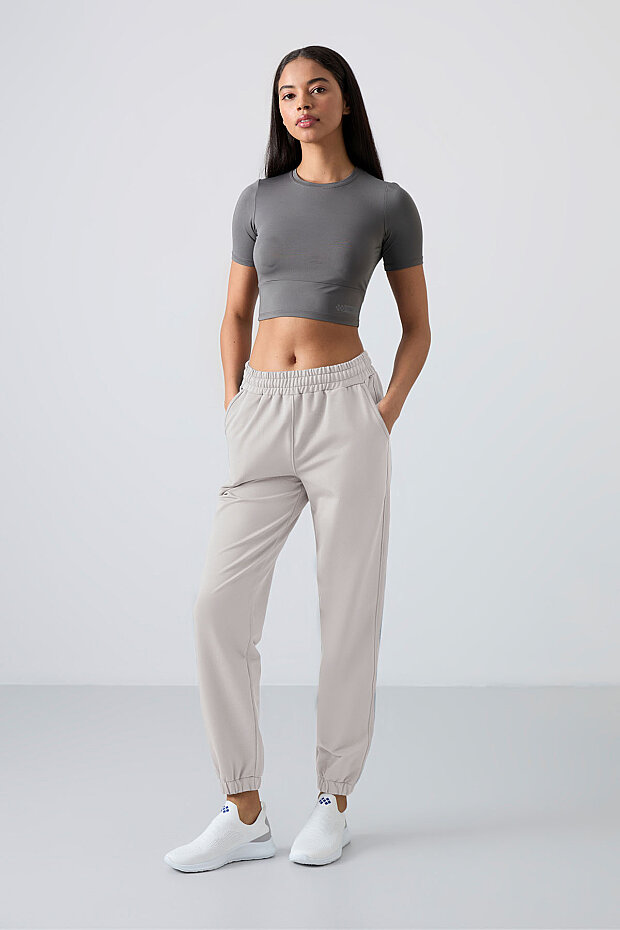 Taş Cepli Yüksek Bel Rahat Form Lastik Paça Kadın Eşofman Alt - 94583 - 1