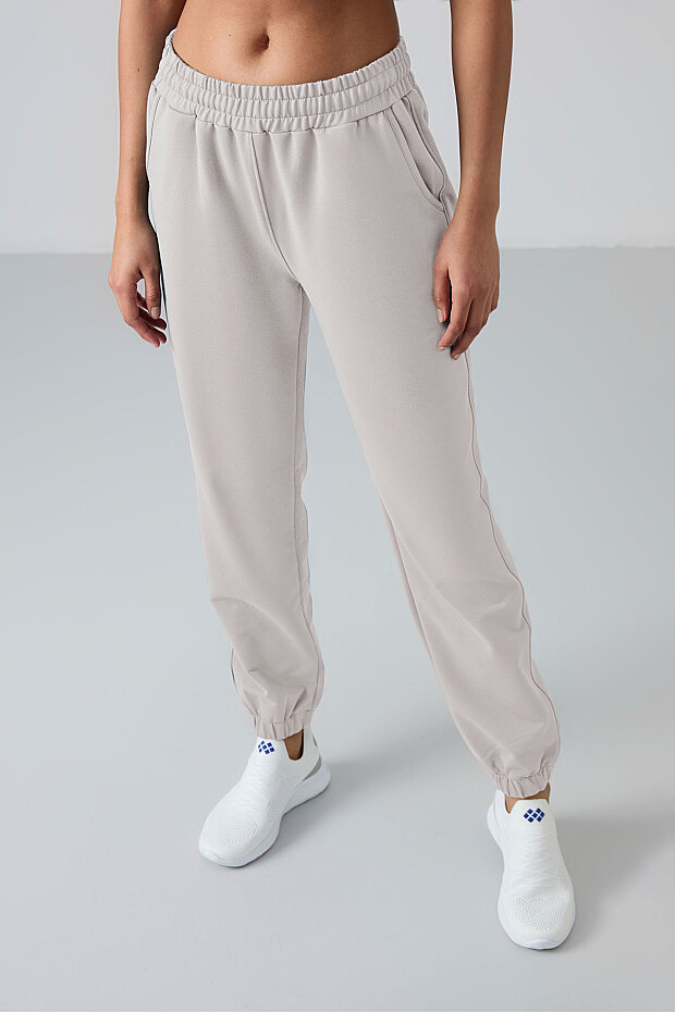 Taş Cepli Yüksek Bel Rahat Form Lastik Paça Kadın Eşofman Alt - 94583 - 3