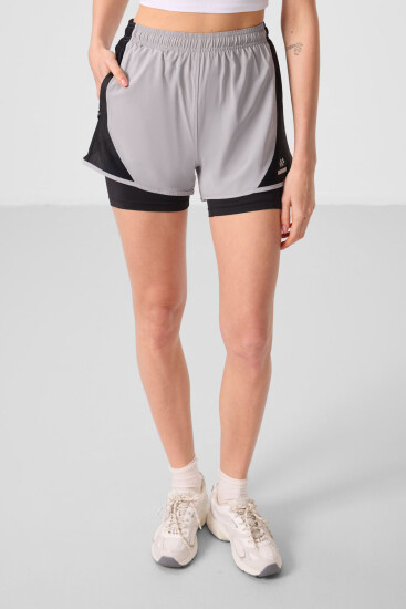 Taş Gizli Cep Fermuarlı Standart Kalıp Kadın İçi Taytlı Şort - 91015 - TOMMYLIFE (1)