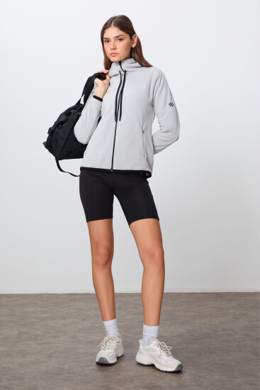 Taş Kalın Yumuşak Dokulu Kapüşonlu Standart Fit Nakışlı Polar Kadın Sweatshirt -97287 