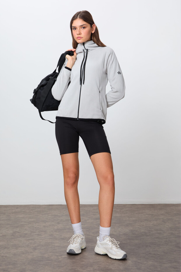 Taş Kalın Yumuşak Dokulu Kapüşonlu Standart Fit Nakışlı Polar Kadın Sweatshirt -97287 - 1