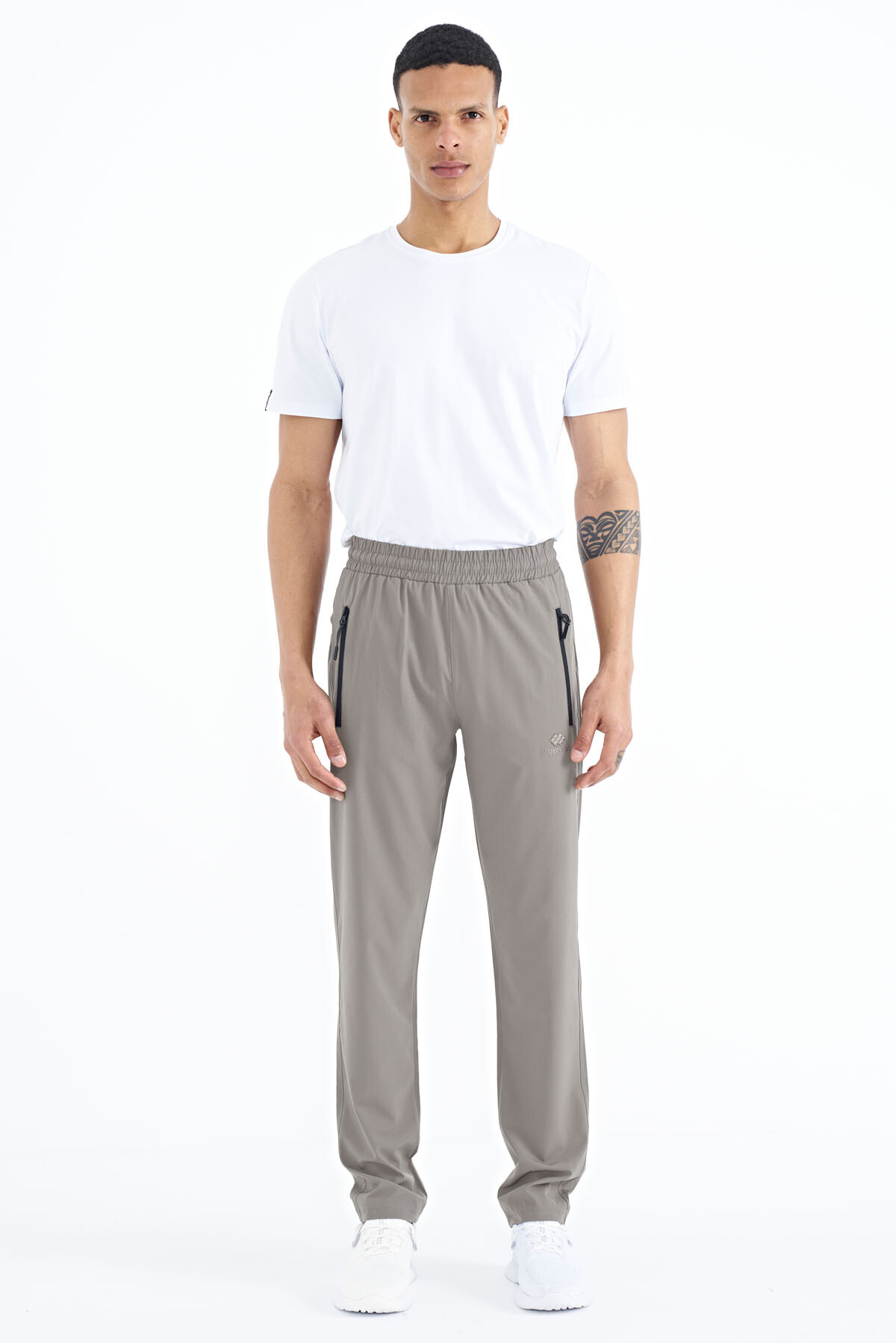 Taş Erkek Fermuarlı Üç Cepli Standart Kalıp Klasik Paça Eşofman Alt - 84768 - TOMMYLIFE (1)