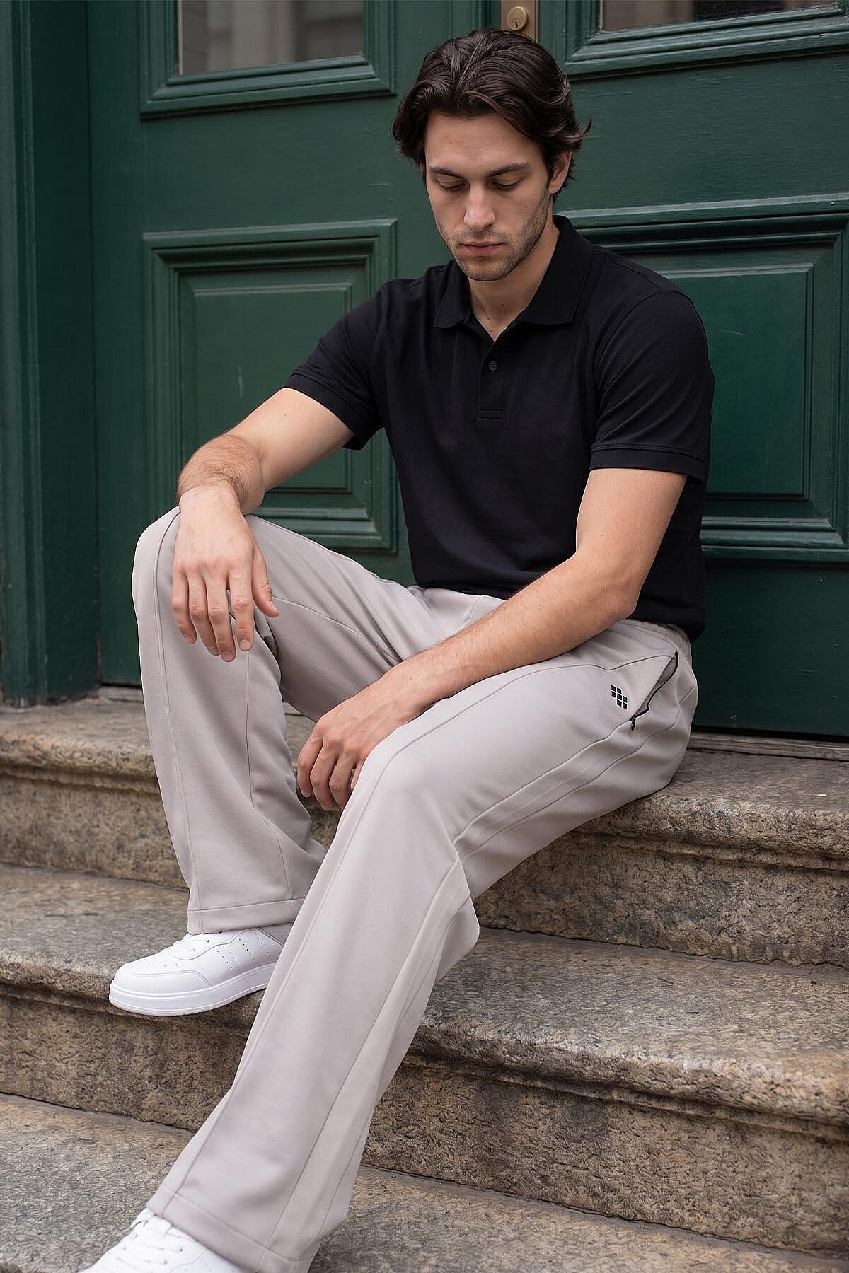 Taş Yüzeyi Dokulu Standart Fit Palazzo Erkek Pantolon - 82171 - TOMMYLIFE