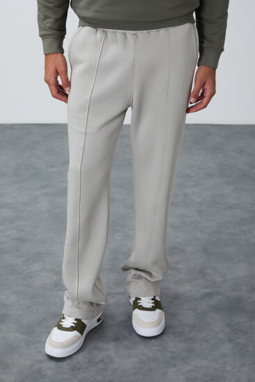 Taş Pamuklu Kalın İçi Tüylü Yumuşak Dokulu Oversize Nakışlı Erkek Eşofman Altı -82146 - TOMMYLIFE (1)