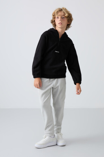 Taş Kalın Yumuşak Dokulu Standart Fit Nakışlı Polar Erkek Çocuk Eşofman Alt - 11219 - TOMMYLIFE