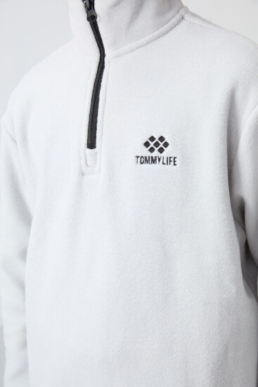 Taş Kalın Yumuşak Dokulu Standart Fit Nakışlı Polar Erkek Çocuk Sweatshirt - 11221 - TOMMYLIFE (1)