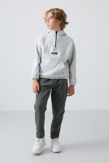 Taş Kalın Yumuşak Dokulu Standart Fit Nakışlı Polar Erkek Çocuk Sweatshirt - 11230 - TOMMYLIFE (1)