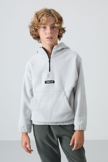 Taş Kalın Yumuşak Dokulu Standart Fit Nakışlı Polar Erkek Çocuk Sweatshirt - 11230 
