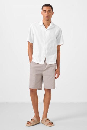 Taş Standart Fit Dokuma Hafif Esnek Chino Erkek Şort - 81291 - TOMMYLIFE